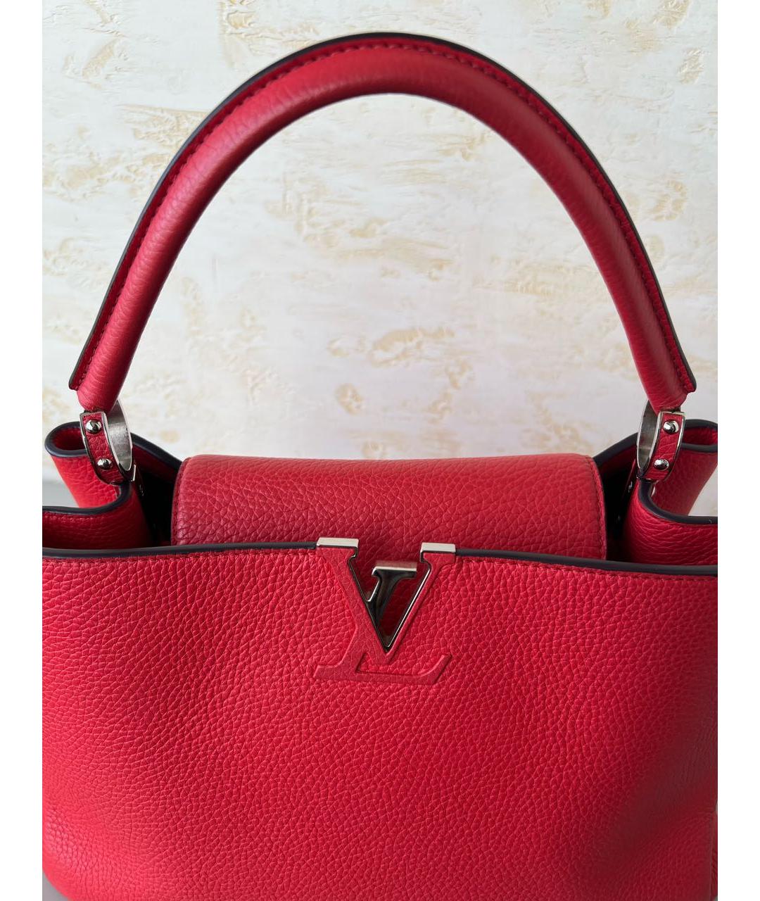 LOUIS VUITTON Красная кожаная сумка с короткими ручками, фото 5