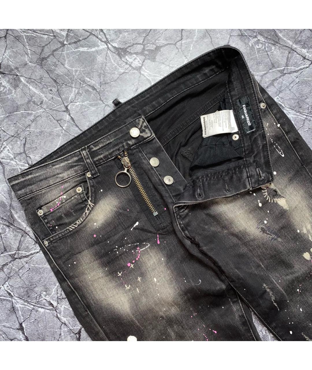 DSQUARED2 Черные хлопко-эластановые джинсы скинни, фото 4