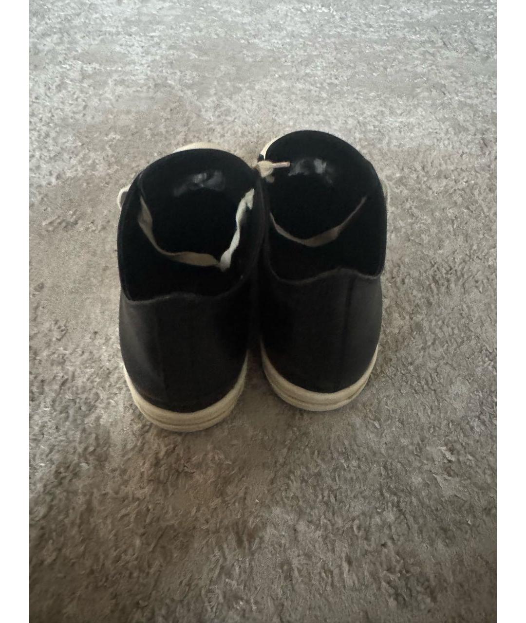 RICK OWENS Черные кожаные низкие кроссовки / кеды, фото 3