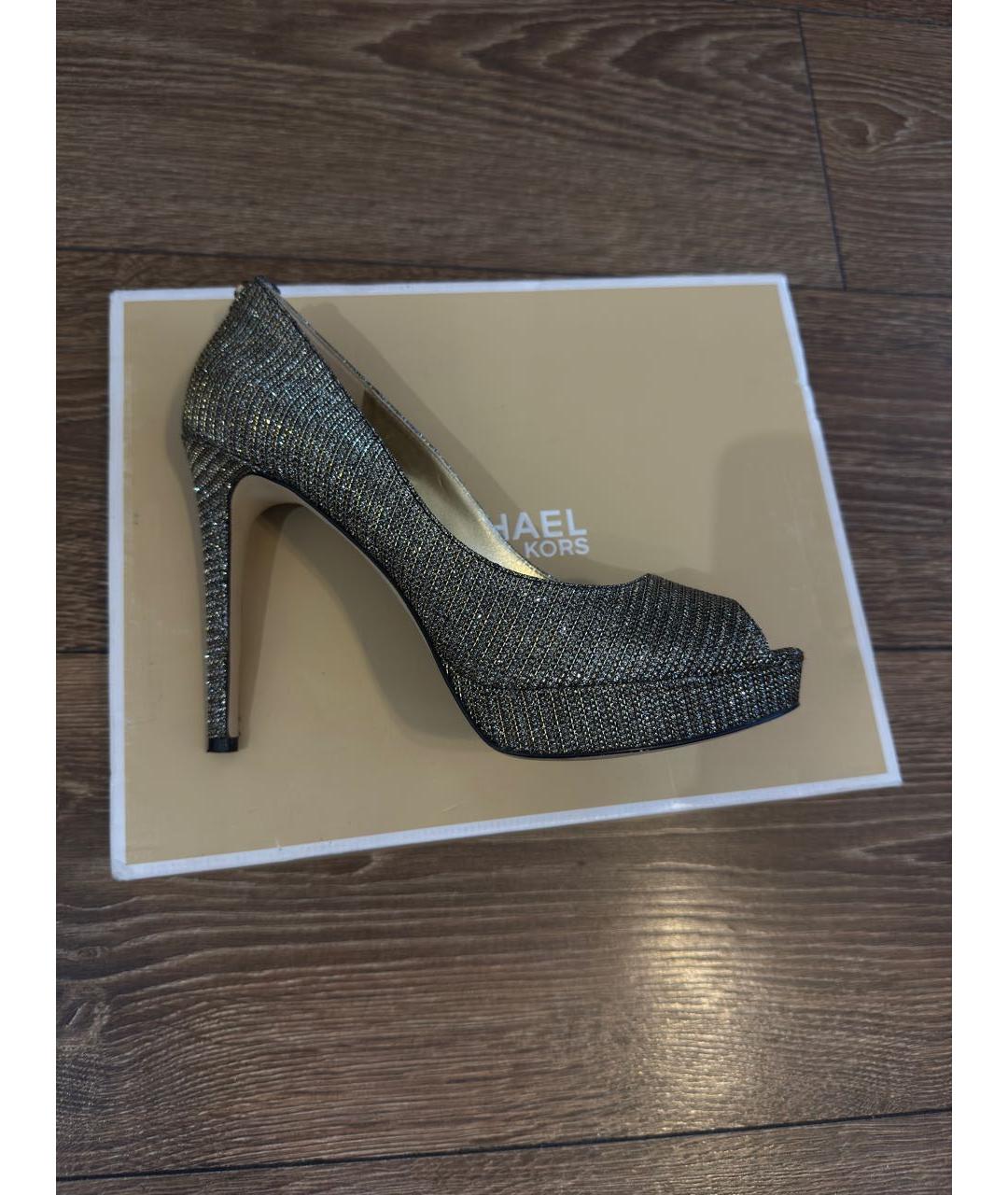MICHAEL KORS Золотые текстильные туфли, фото 7