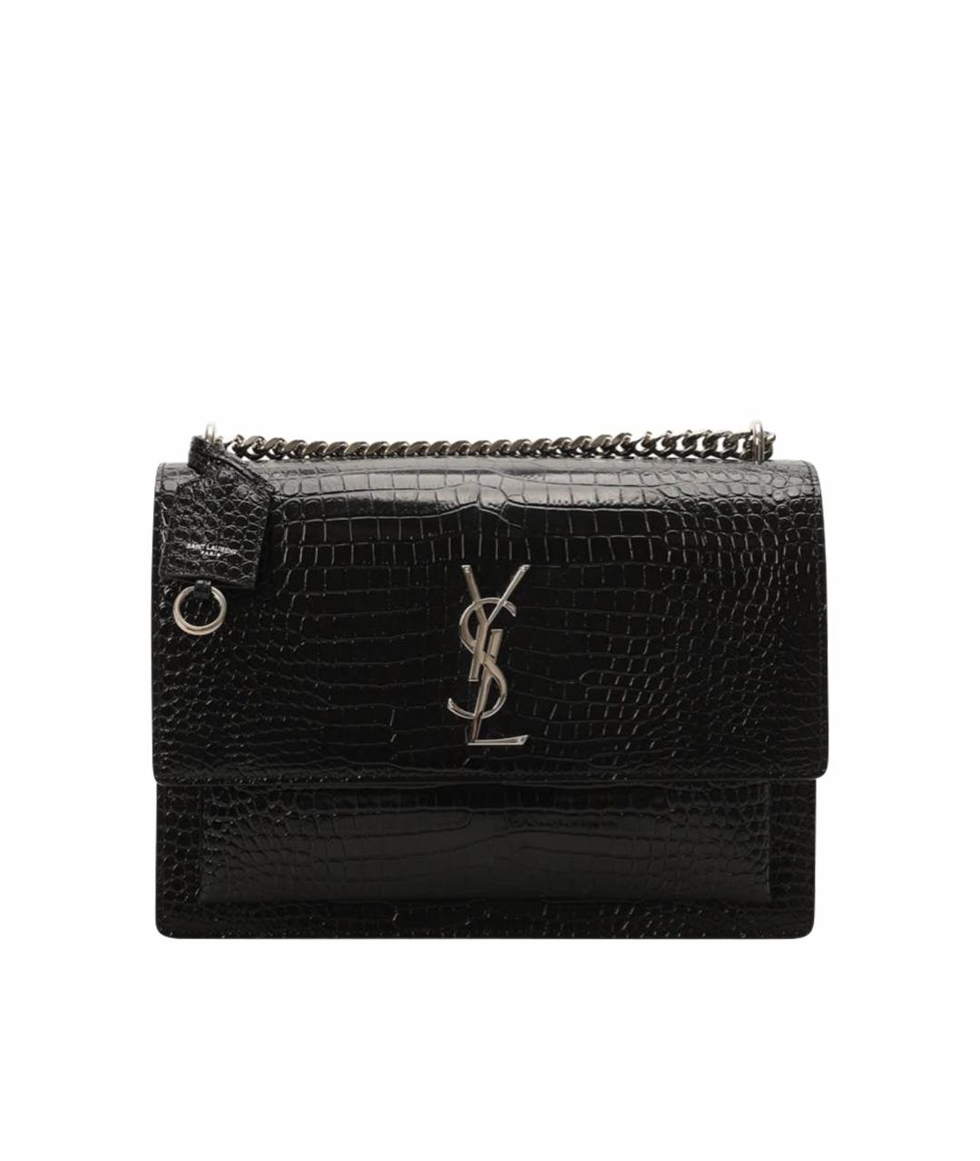 SAINT LAURENT Черная кожаная сумка через плечо, фото 1