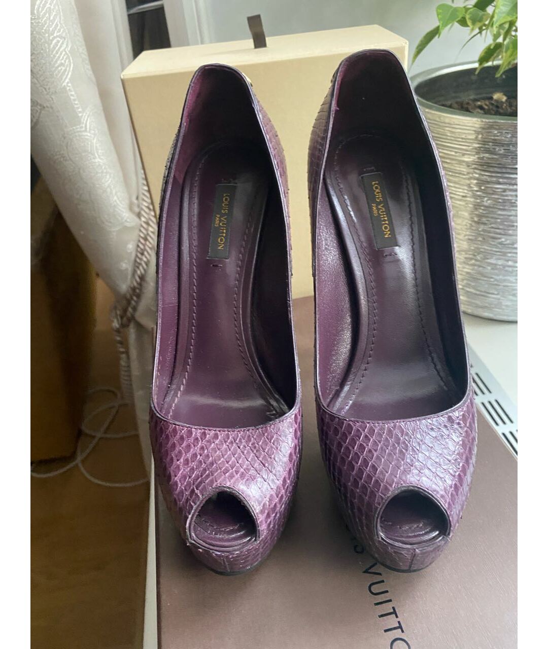 LOUIS VUITTON PRE-OWNED Фиолетовые кожаные туфли, фото 3