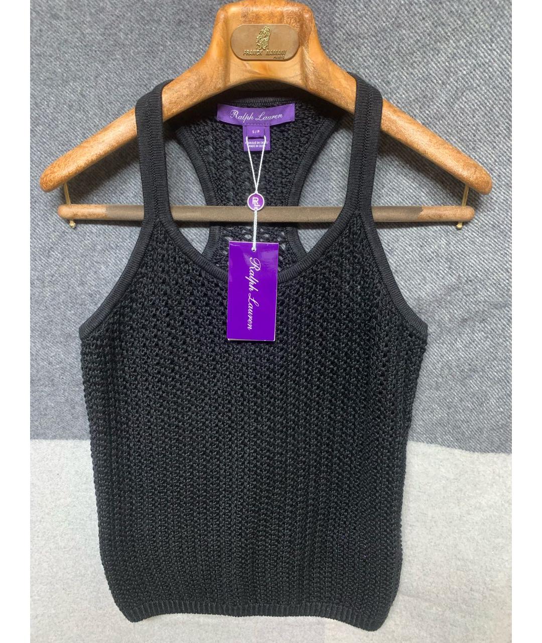 RALPH LAUREN PURPLE LABEL Черная шелковая майка, фото 2