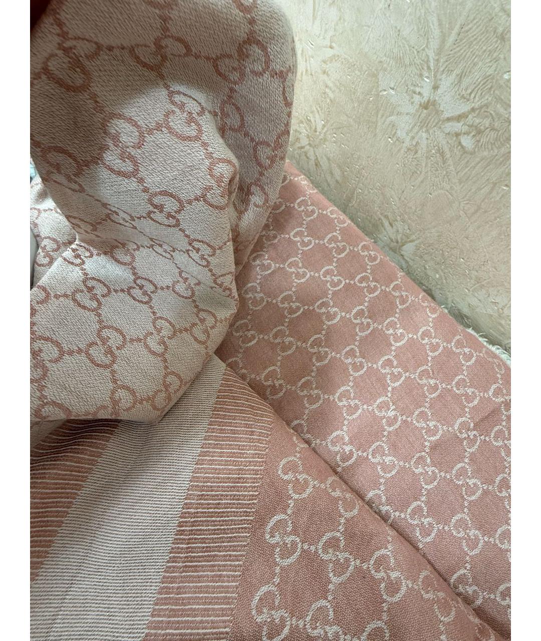 GUCCI Розовый шелковый шарф, фото 1