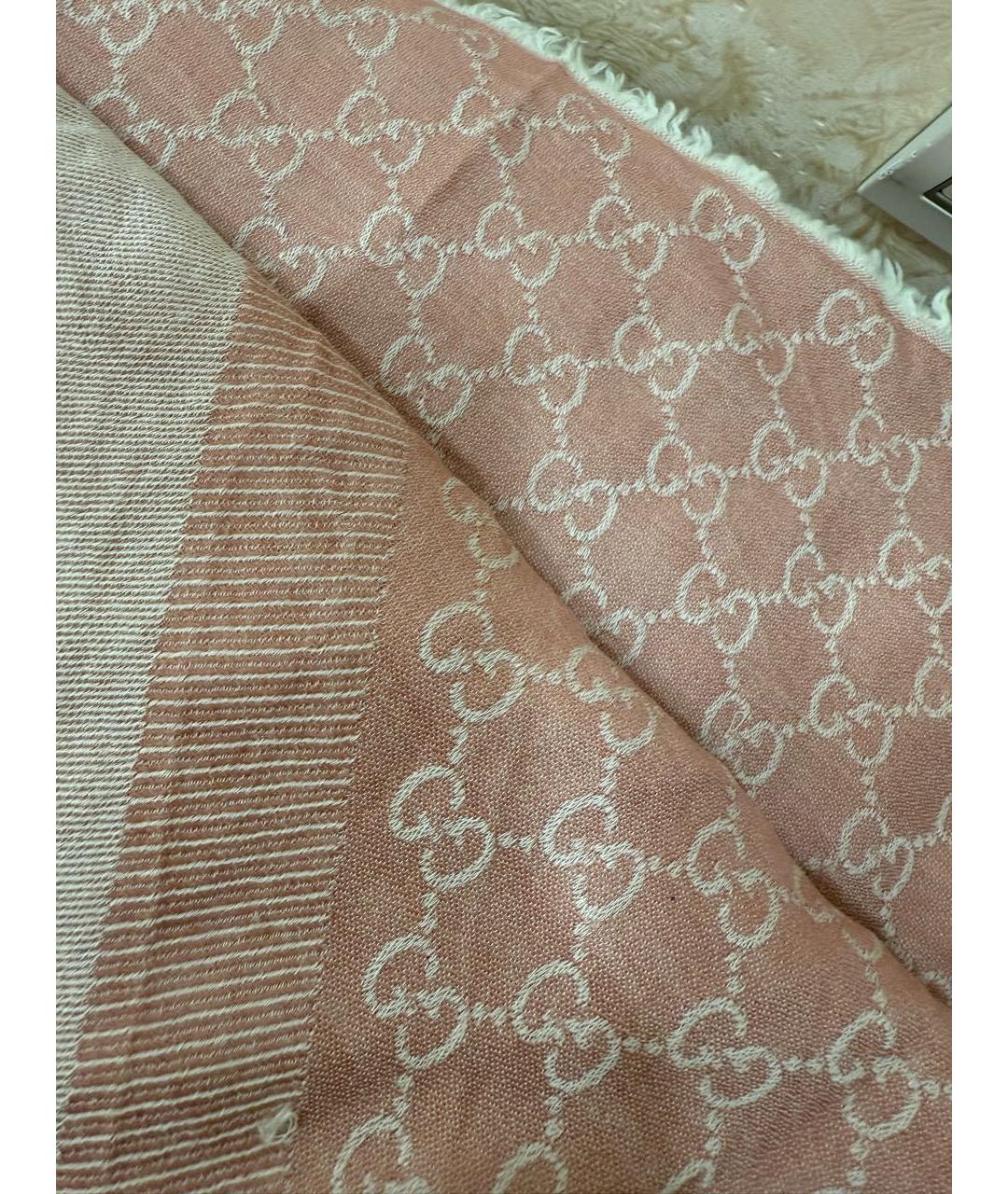 GUCCI Розовый шелковый шарф, фото 2