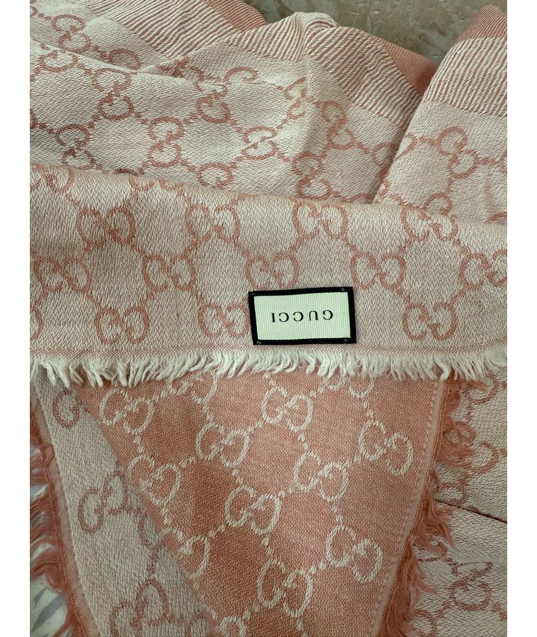 GUCCI Розовый шелковый шарф, фото 3