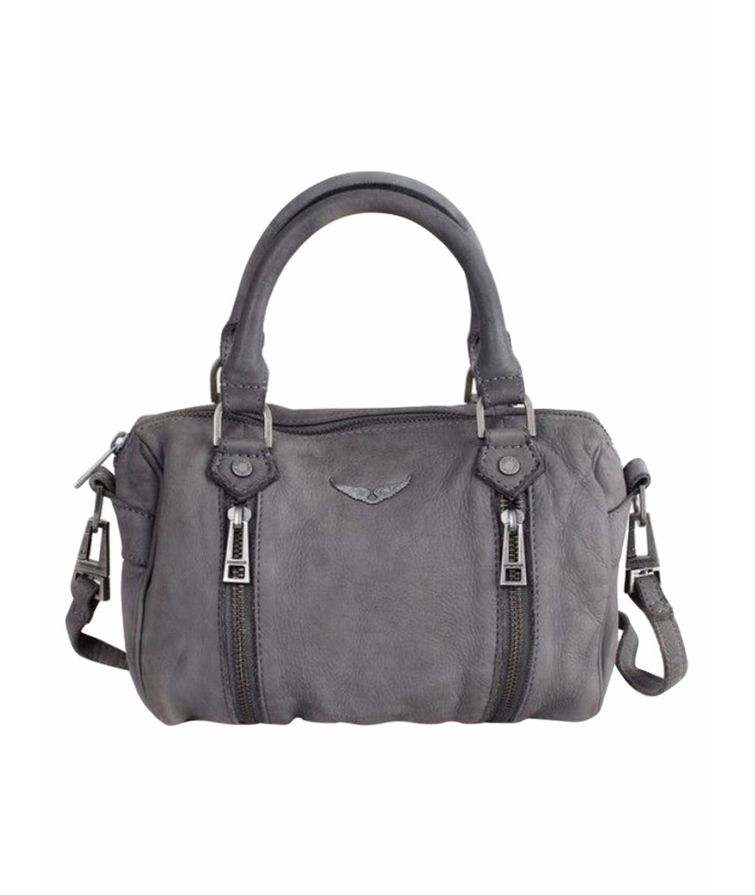 ZADIG & VOLTAIRE Серая кожаная сумка с короткими ручками, фото 1