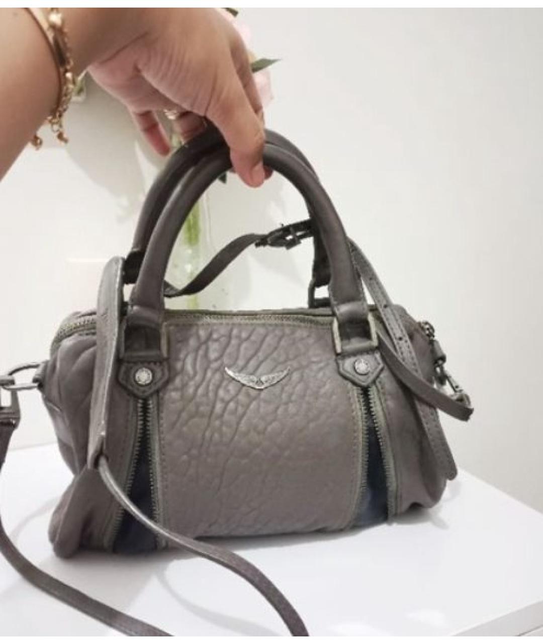 ZADIG & VOLTAIRE Серая кожаная сумка с короткими ручками, фото 2