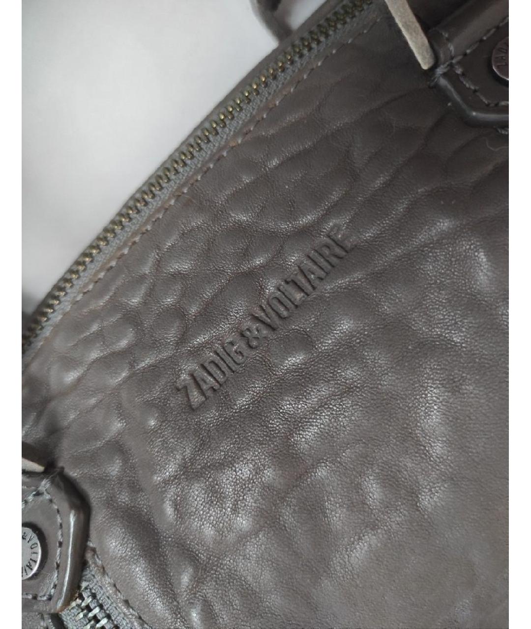 ZADIG & VOLTAIRE Серая кожаная сумка с короткими ручками, фото 8