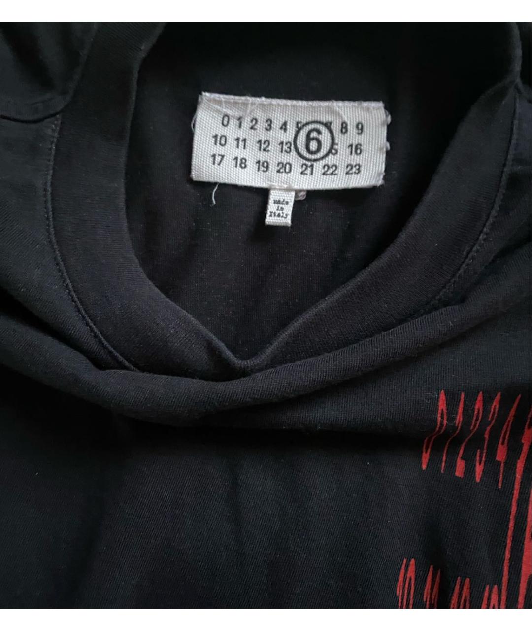 MM6 MAISON MARGIELA Черная хлопко-эластановая футболка, фото 3
