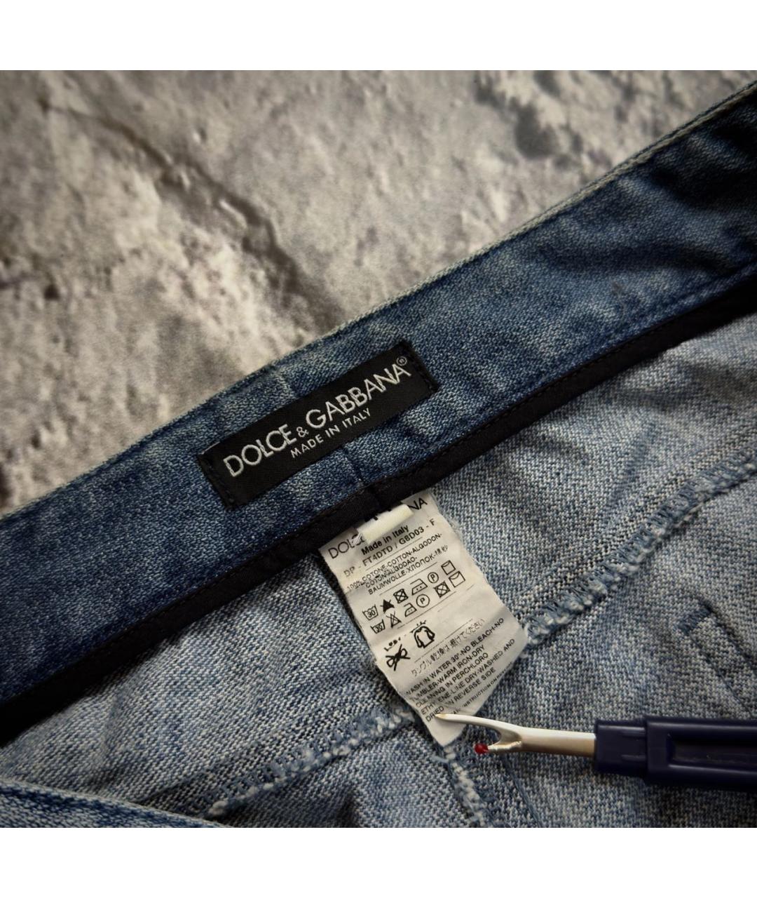DOLCE&GABBANA Голубые хлопковые прямые джинсы, фото 3