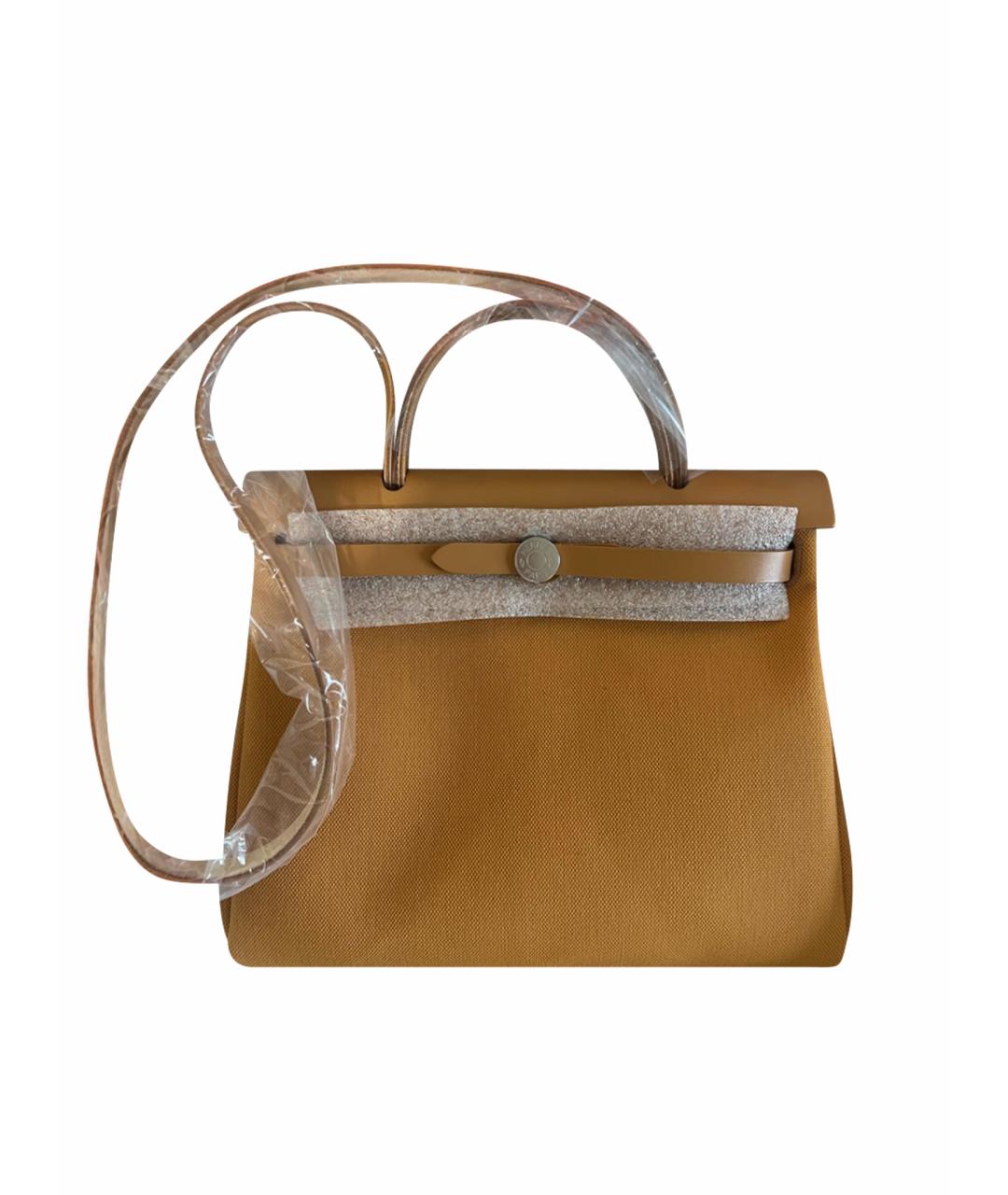 HERMES Горчичная тканевая сумка через плечо, фото 1