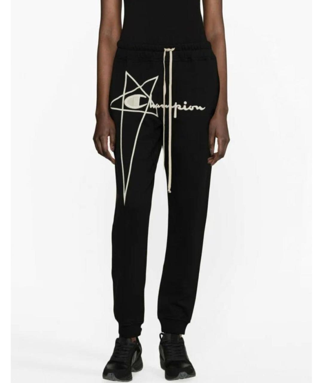 RICK OWENS Черные хлопковые спортивные брюки и шорты, фото 6