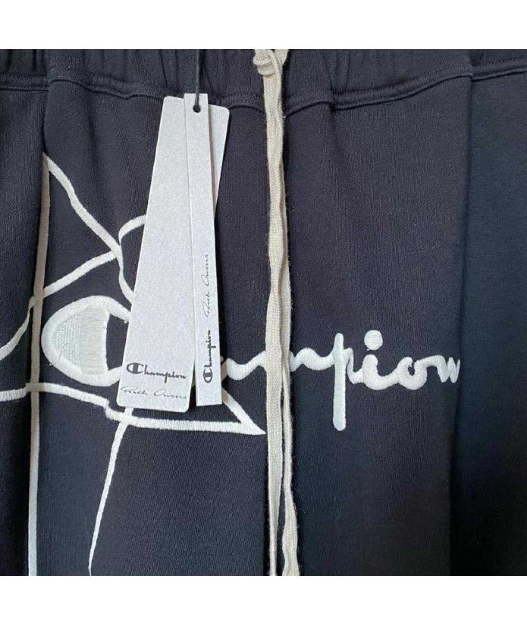 RICK OWENS Черные хлопковые спортивные брюки и шорты, фото 5