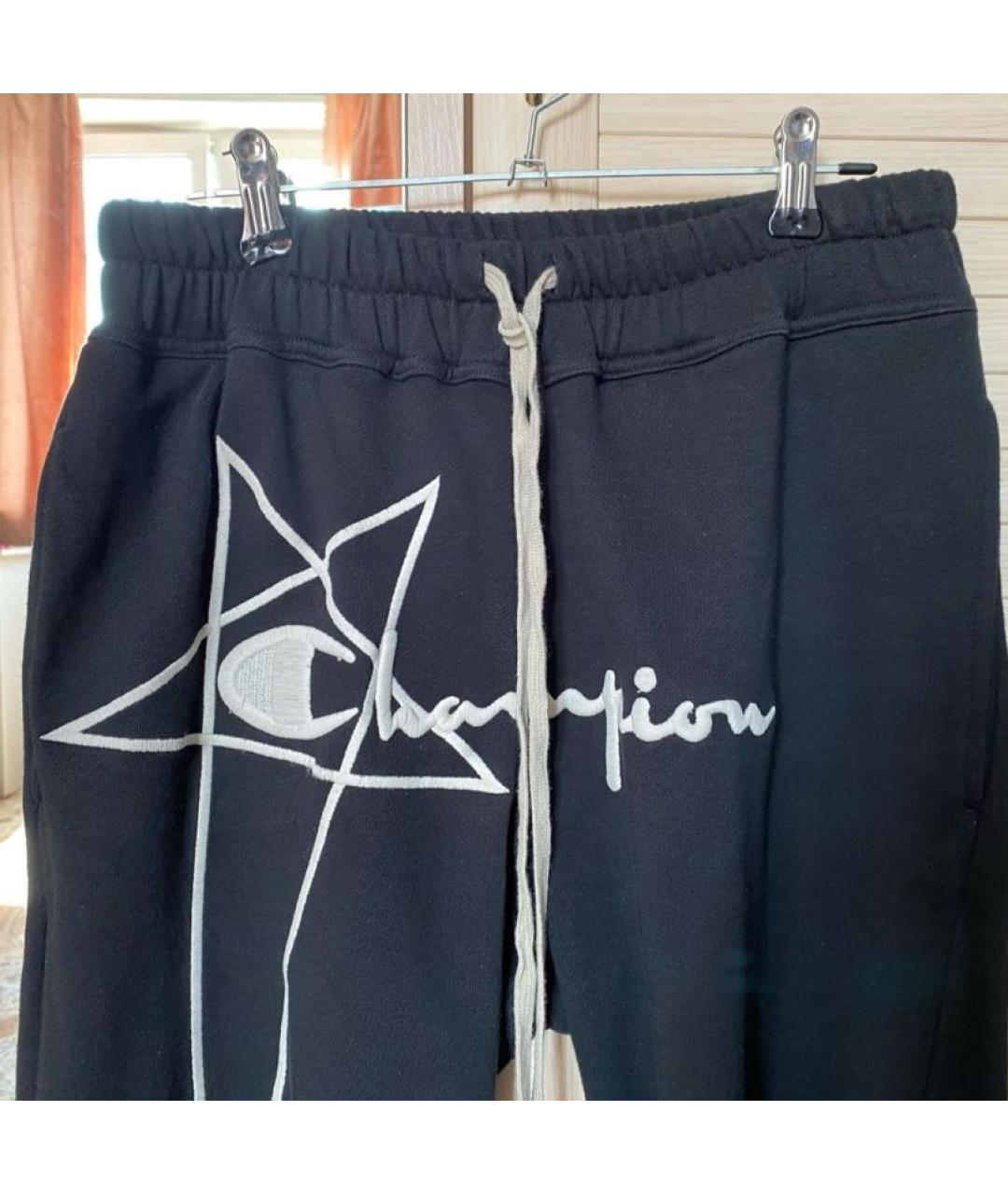 RICK OWENS Черные хлопковые спортивные брюки и шорты, фото 3