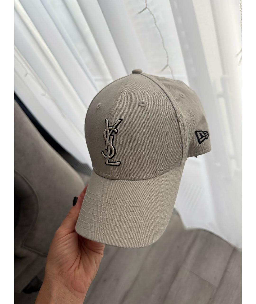 SAINT LAURENT Бежевая хлопковая кепка, фото 7