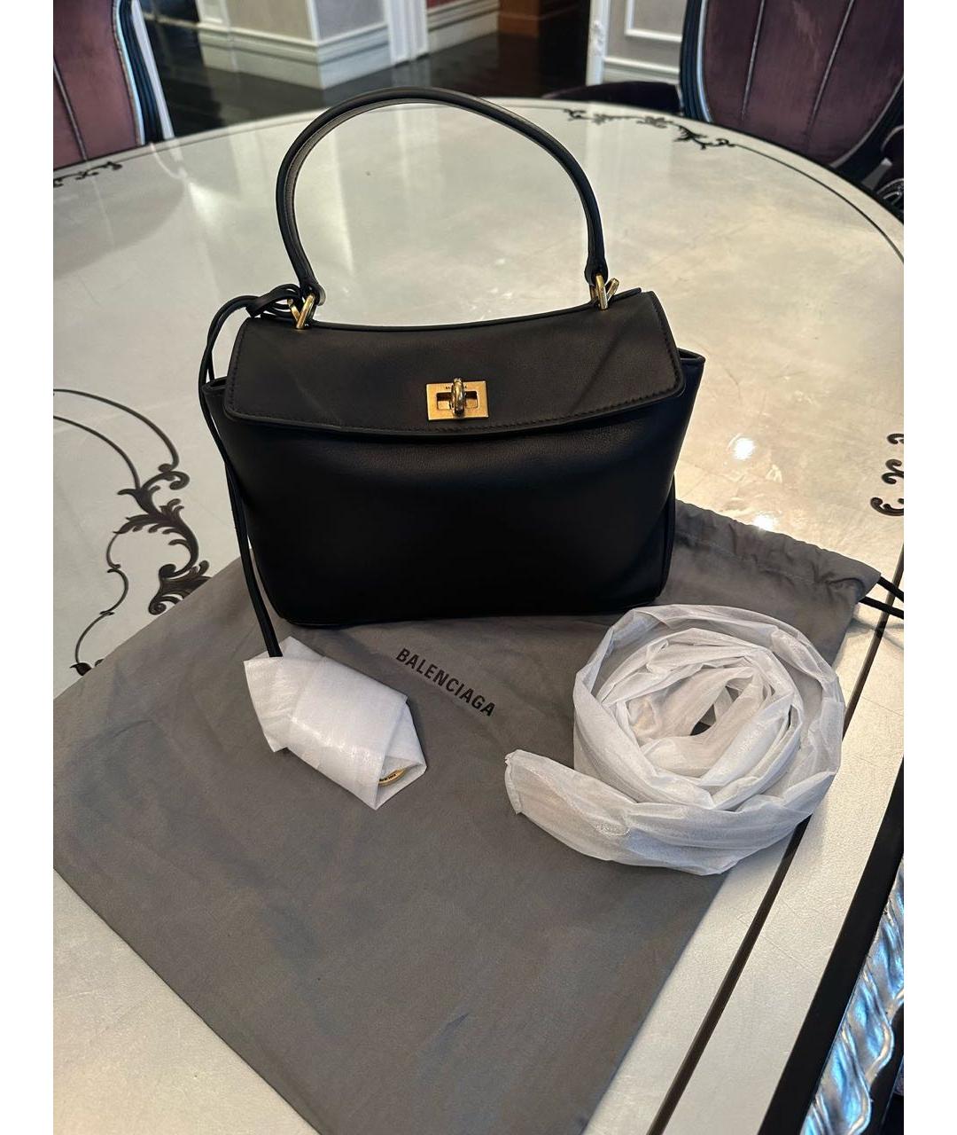 BALENCIAGA Черная кожаная сумка с короткими ручками, фото 3