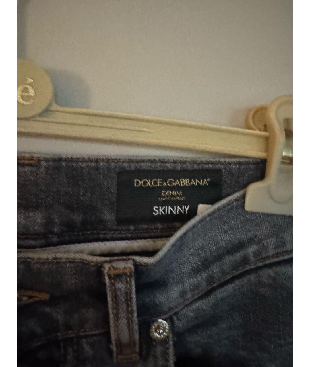 DOLCE&GABBANA Антрацитовые хлопковые джинсы скинни, фото 2