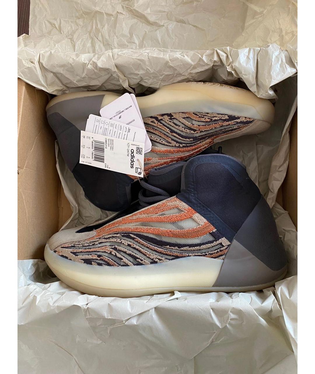 ADIDAS YEEZY Коричневые текстильные высокие кроссовки / кеды, фото 2