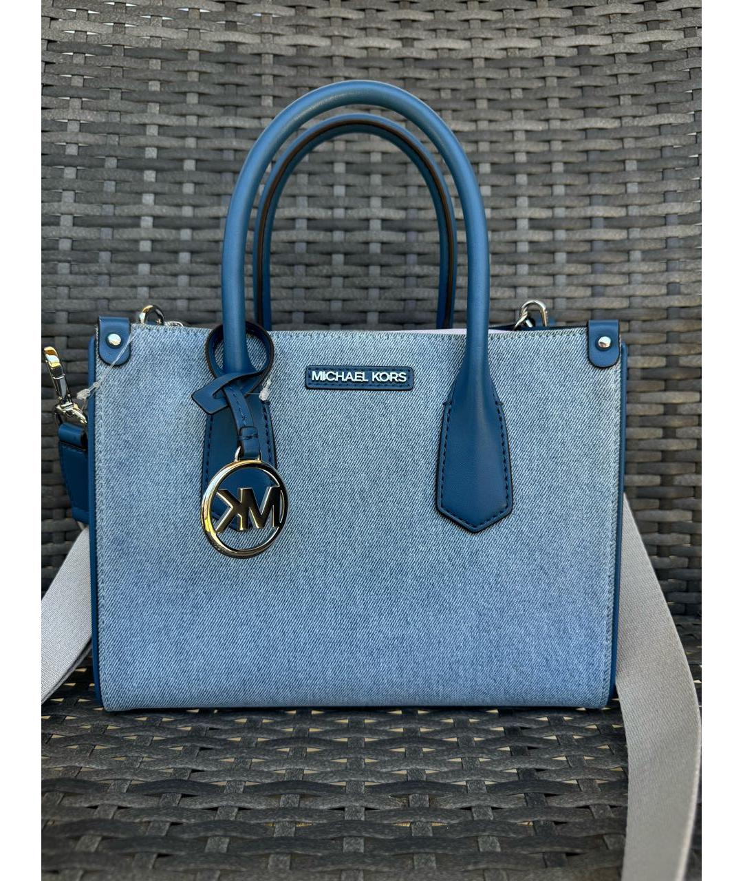 MICHAEL KORS Синяя тканевая сумка с короткими ручками, фото 2