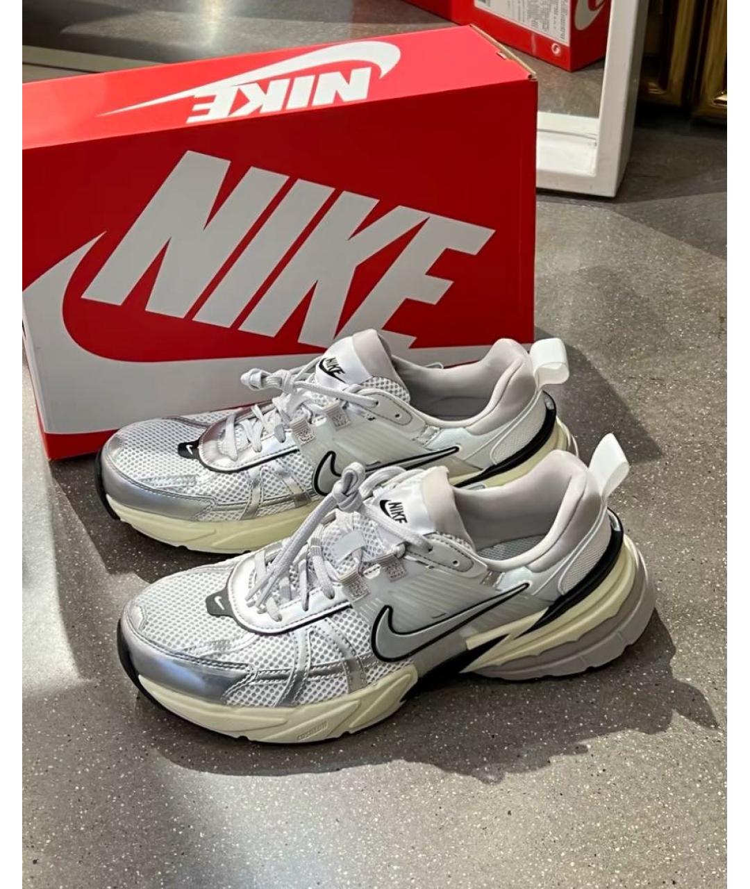 NIKE Белые синтетические низкие кроссовки / кеды, фото 5