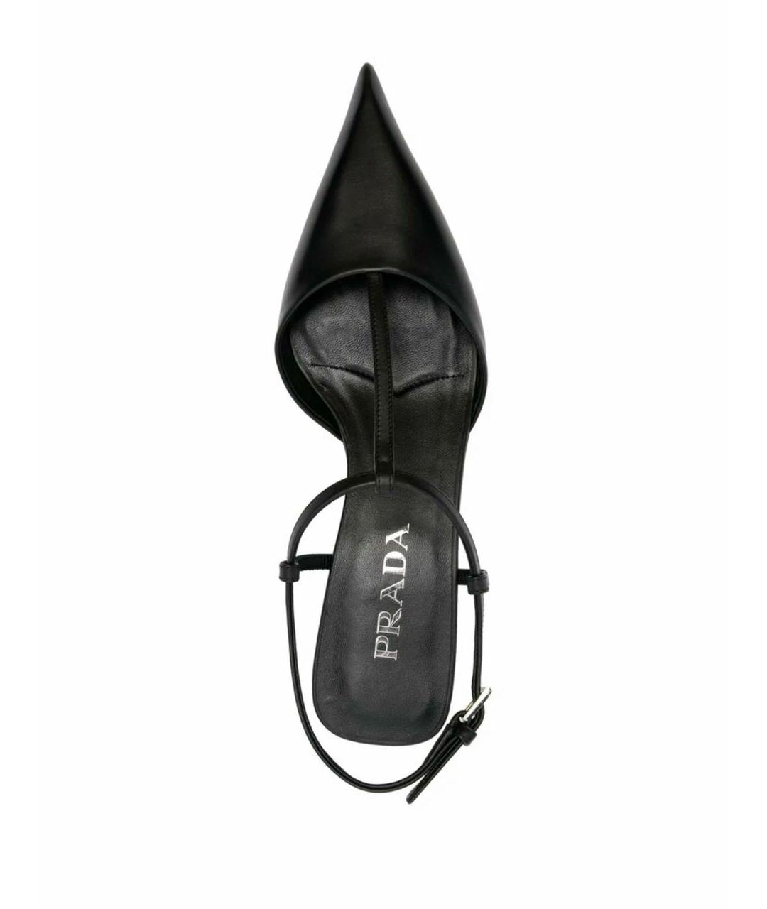 PRADA Черные кожаные лодочки на низком каблуке, фото 2