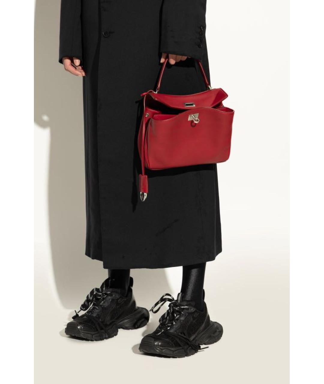 BALENCIAGA Бордовая кожаная сумка тоут, фото 2
