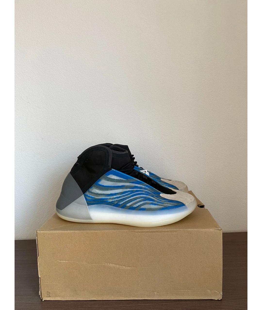 ADIDAS YEEZY Синие текстильные высокие кроссовки / кеды, фото 5