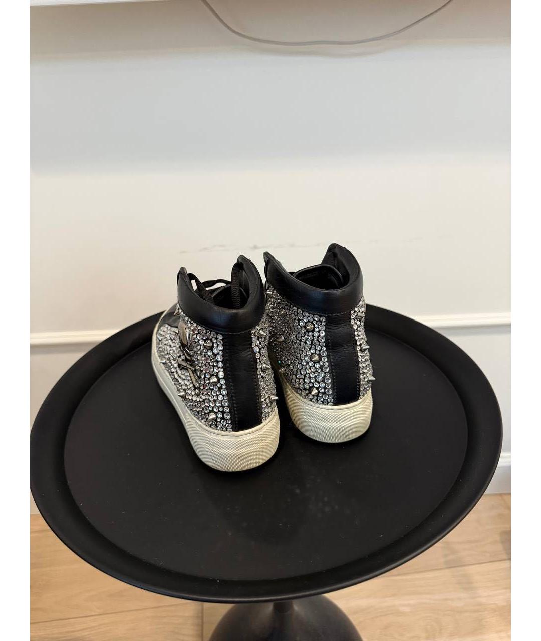 PHILIPP PLEIN Черные кожаные кеды, фото 4