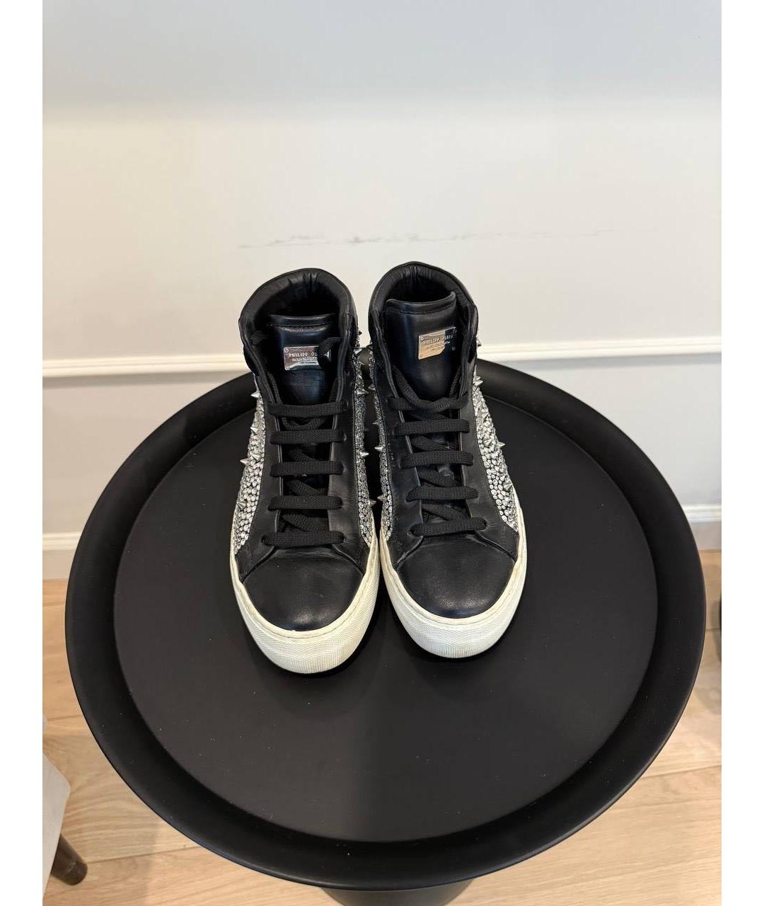 PHILIPP PLEIN Черные кожаные кеды, фото 3