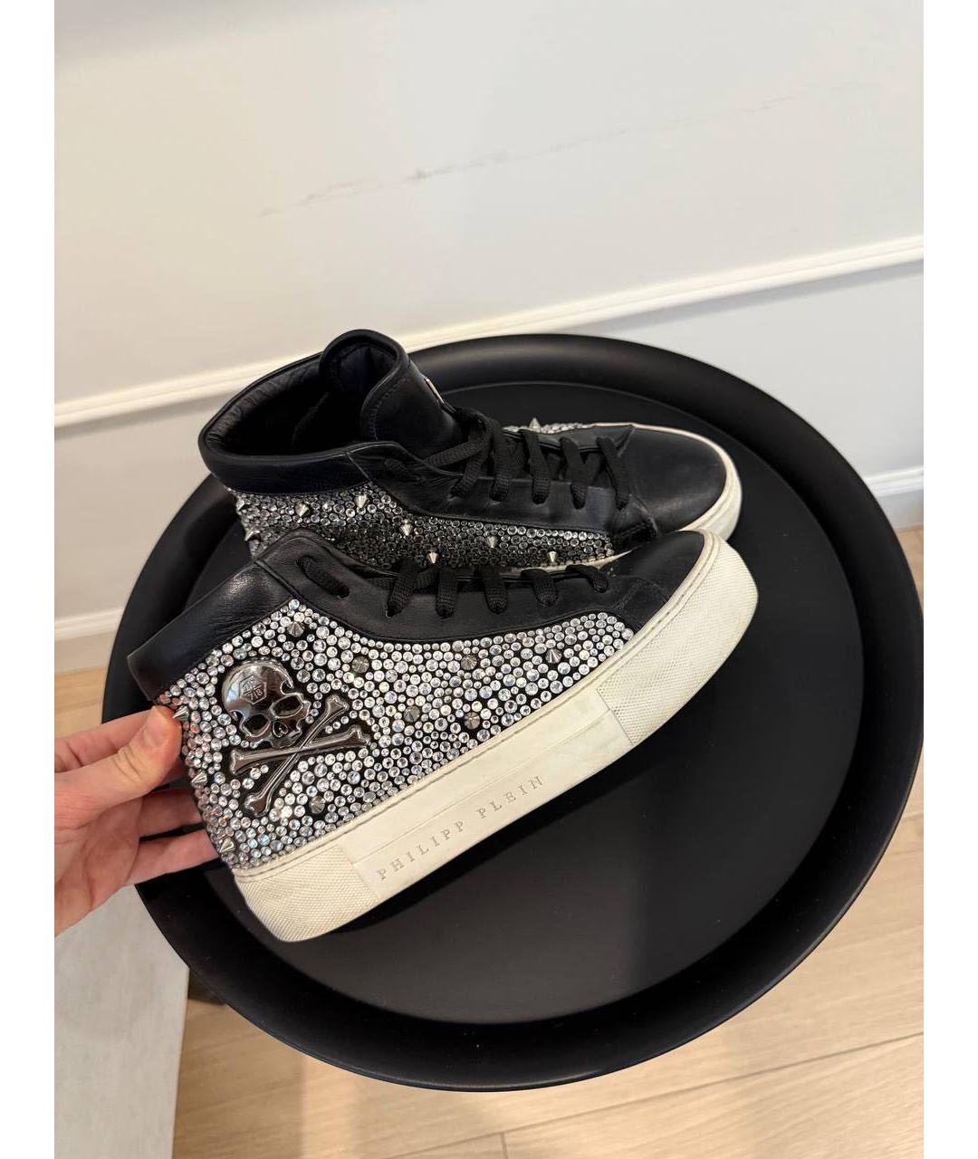 PHILIPP PLEIN Черные кожаные кеды, фото 5
