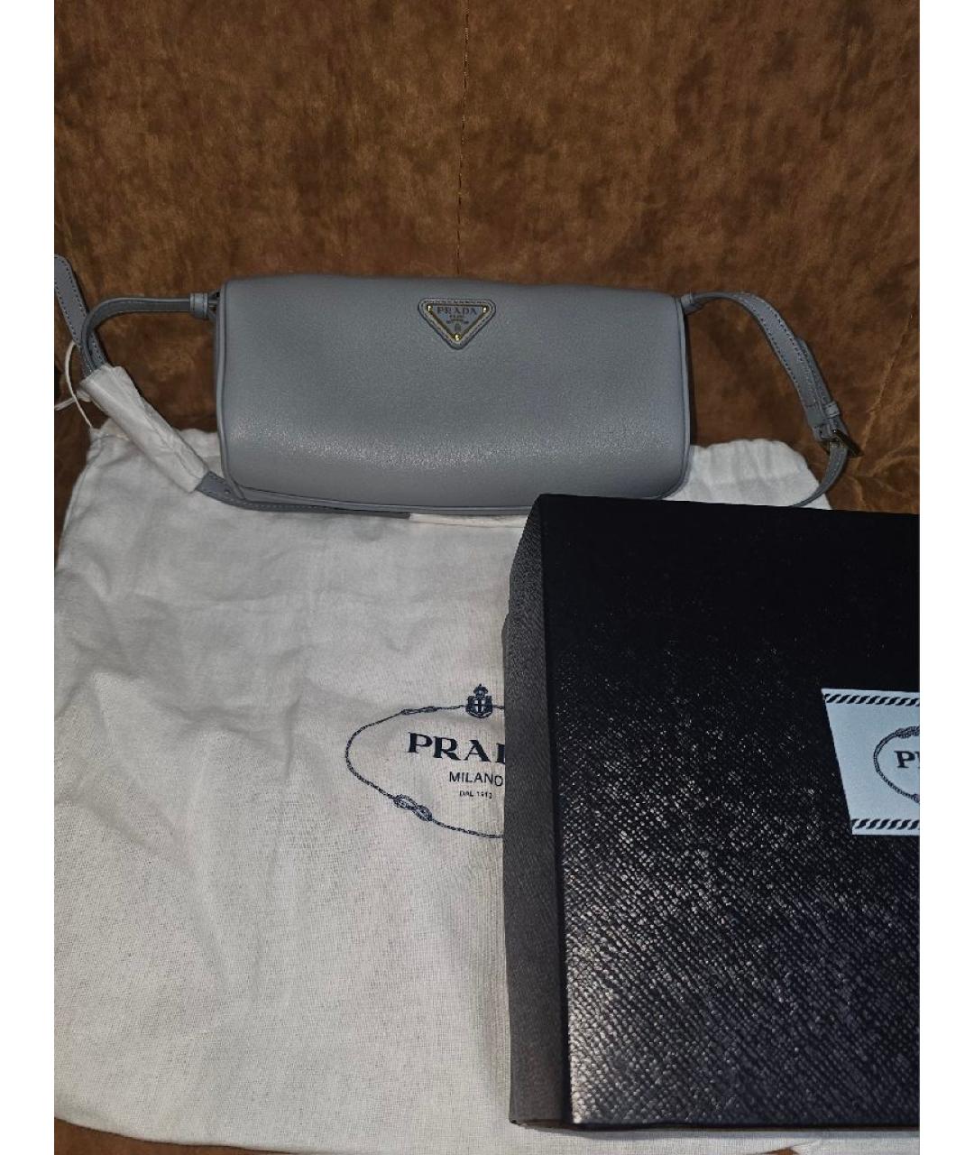 PRADA Голубая кожаная сумка через плечо, фото 9