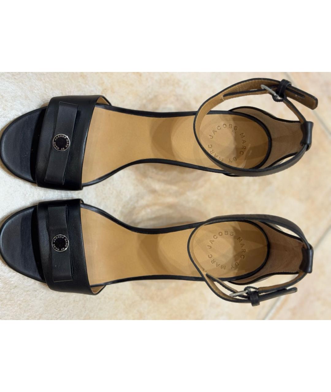 MARC BY MARC JACOBS Черные кожаные босоножки, фото 6