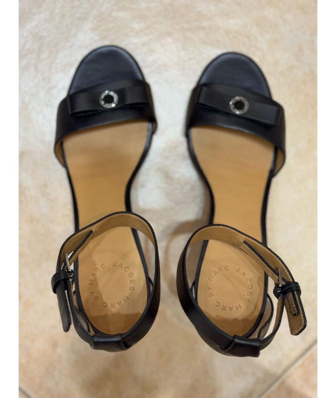 MARC BY MARC JACOBS Черные кожаные босоножки, фото 3