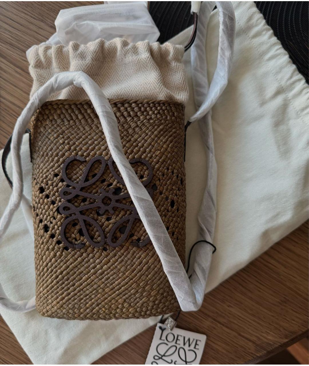 LOEWE Коричневая пляжная сумка, фото 5