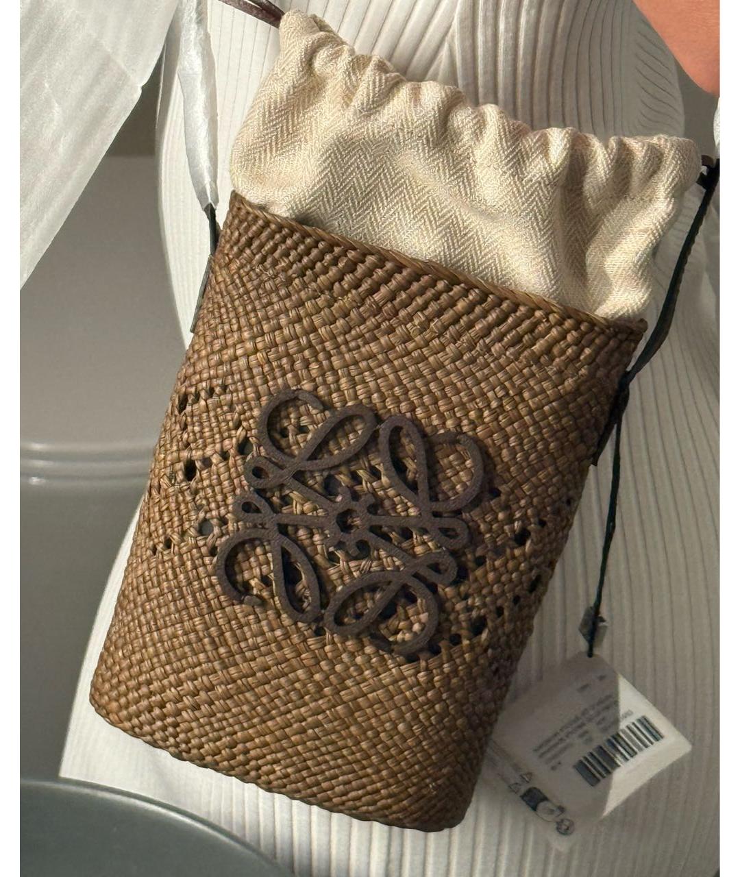 LOEWE Коричневая пляжная сумка, фото 3