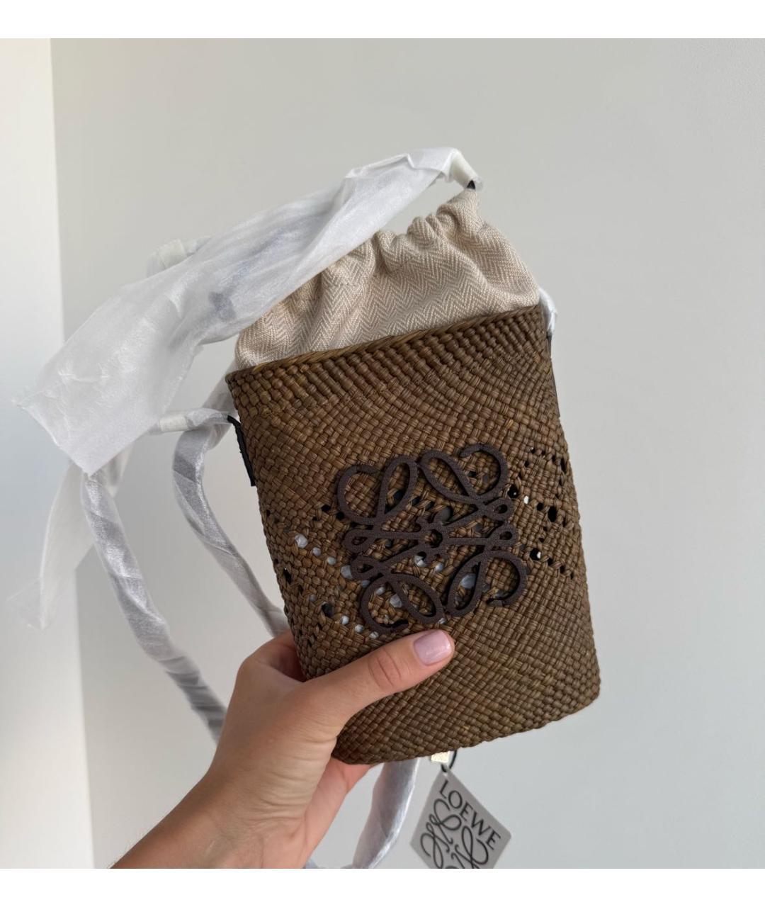 LOEWE Коричневая пляжная сумка, фото 7
