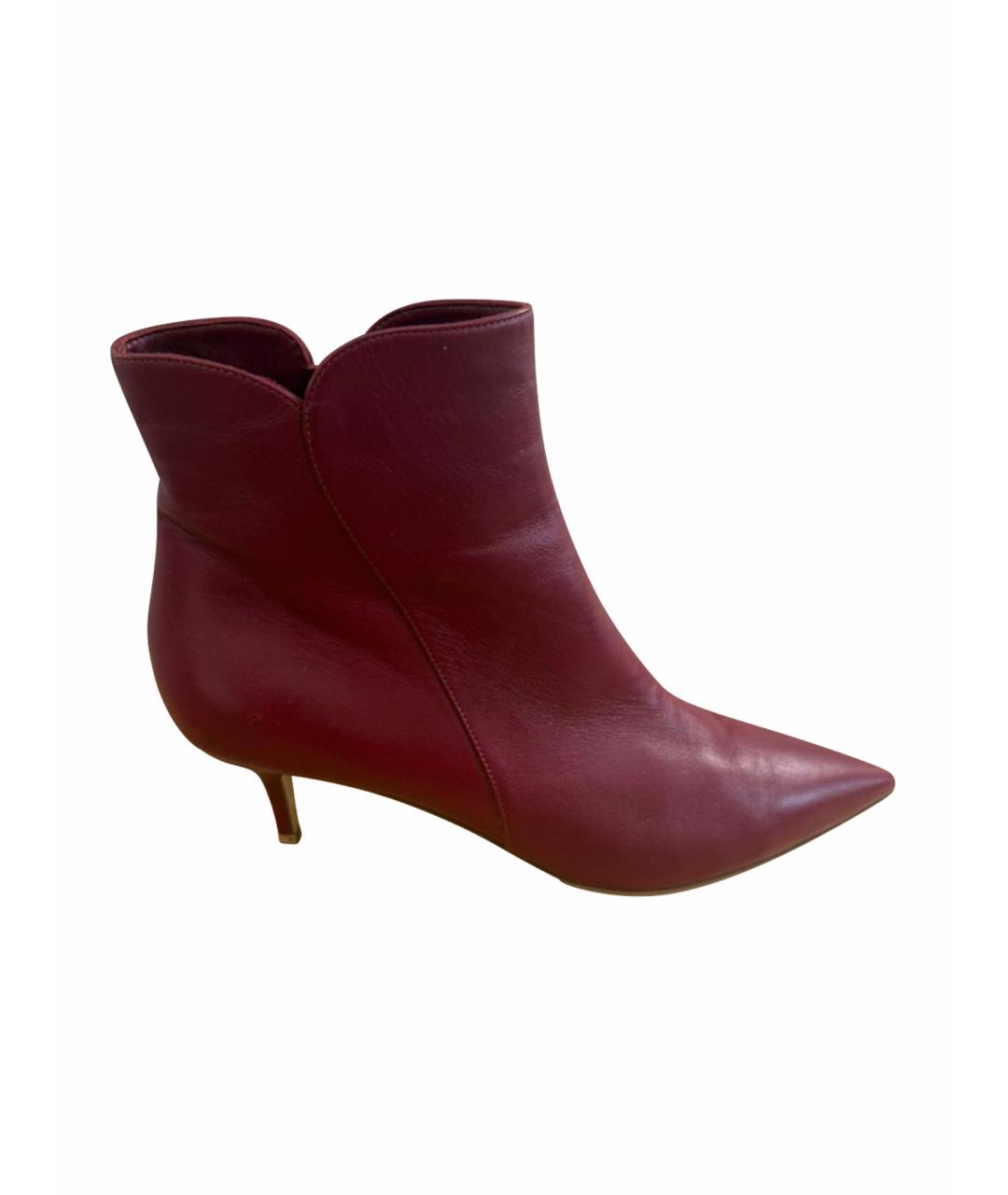 GIANVITO ROSSI Бордовые кожаные ботильоны, фото 1