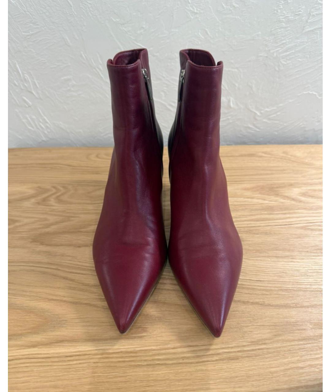 GIANVITO ROSSI Бордовые кожаные ботильоны, фото 2