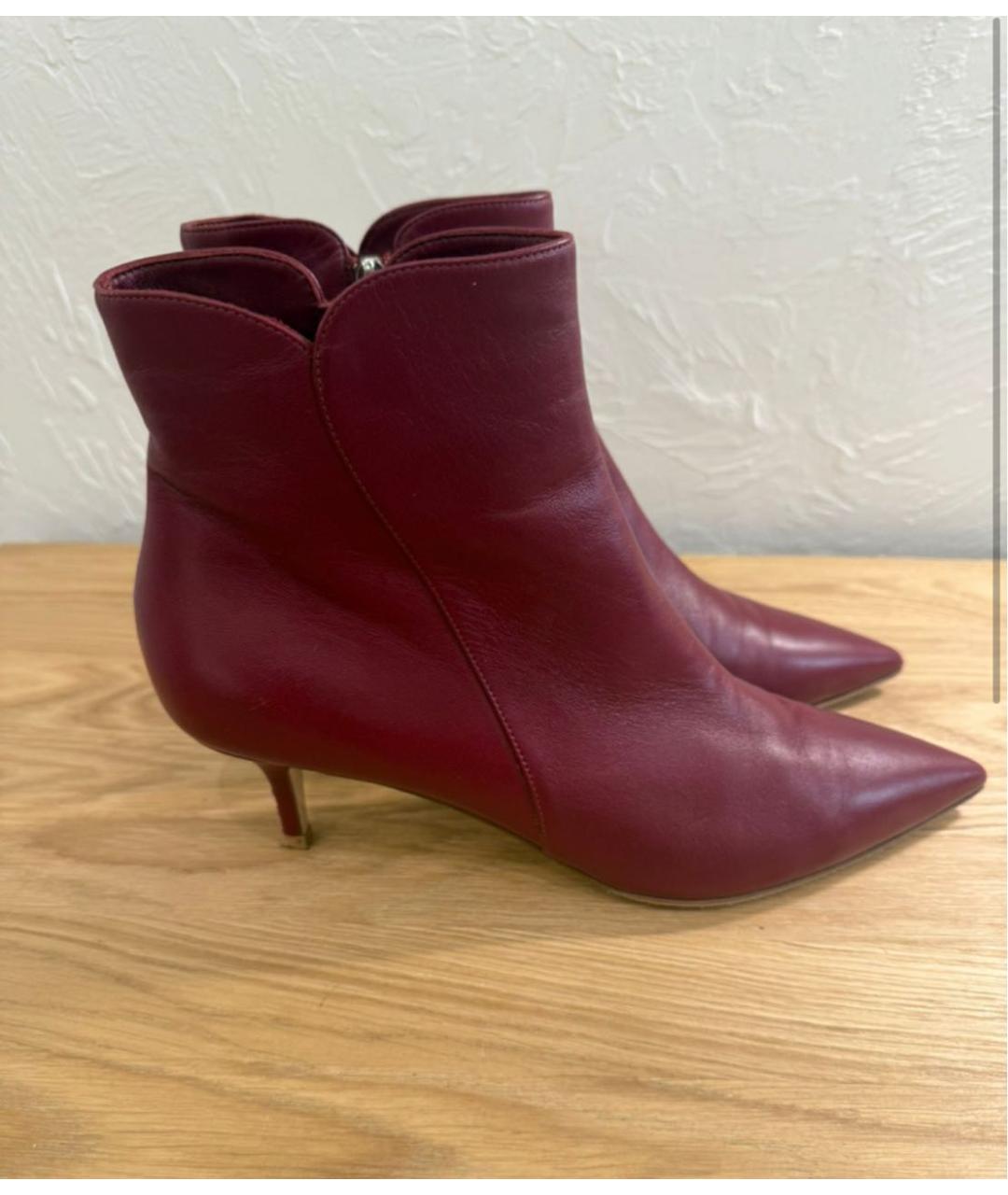 GIANVITO ROSSI Бордовые кожаные ботильоны, фото 5
