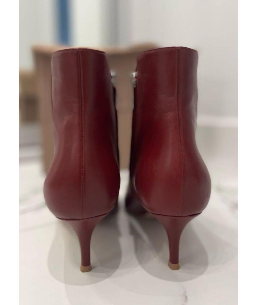 GIANVITO ROSSI Бордовые кожаные ботильоны, фото 4