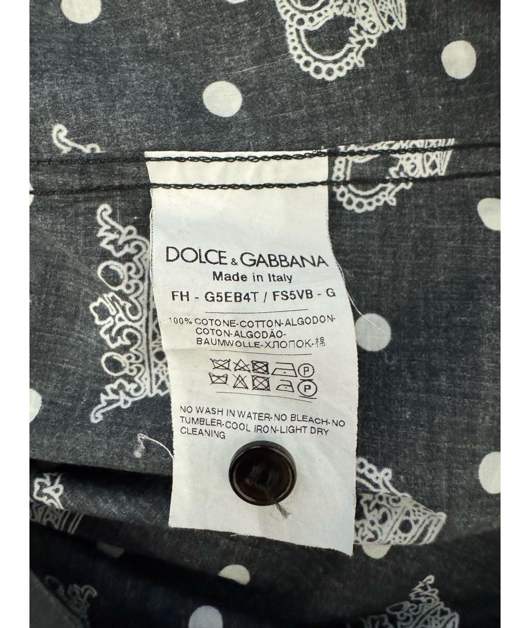 DOLCE&GABBANA Черная хлопковая кэжуал рубашка, фото 5