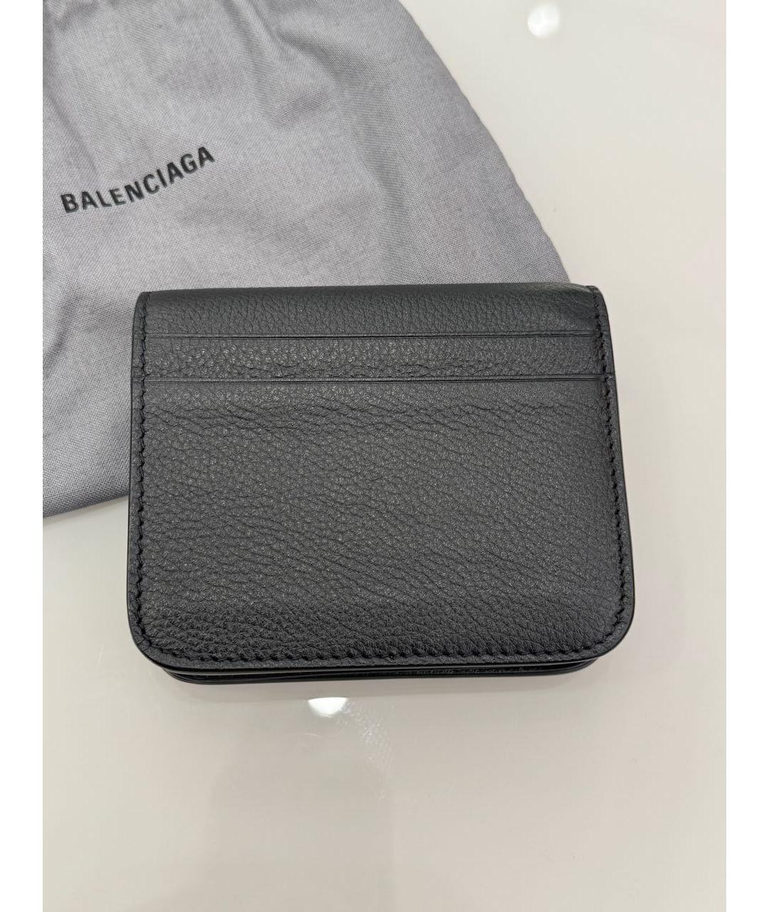 BALENCIAGA Черный кожаный кошелек, фото 3