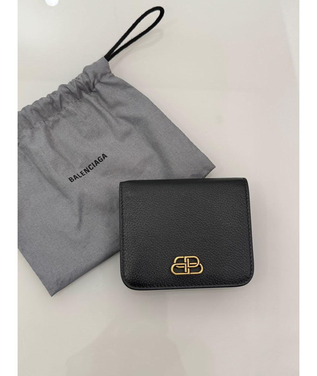 BALENCIAGA Черный кожаный кошелек, фото 9