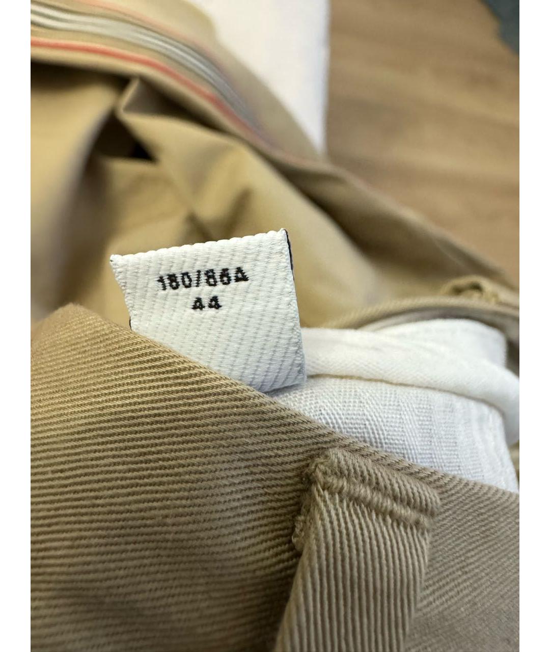 BURBERRY Бежевые хлопковые брюки узкие, фото 5