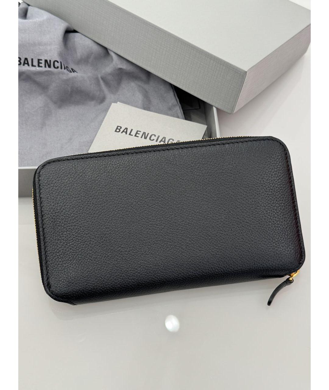 BALENCIAGA Черный кожаный кошелек, фото 3