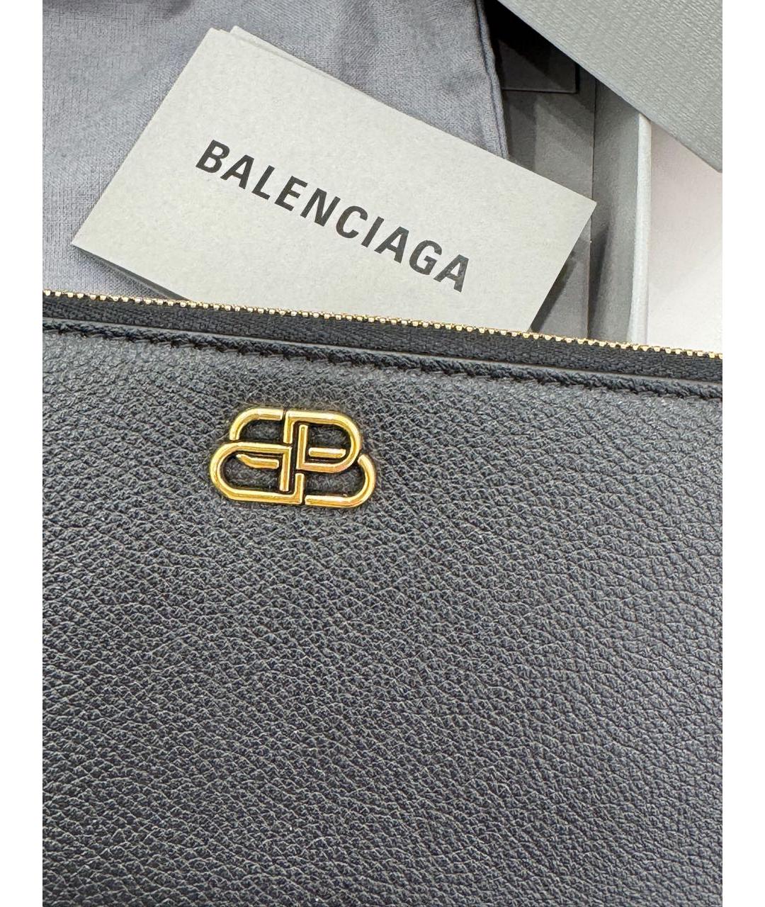 BALENCIAGA Черный кожаный кошелек, фото 2