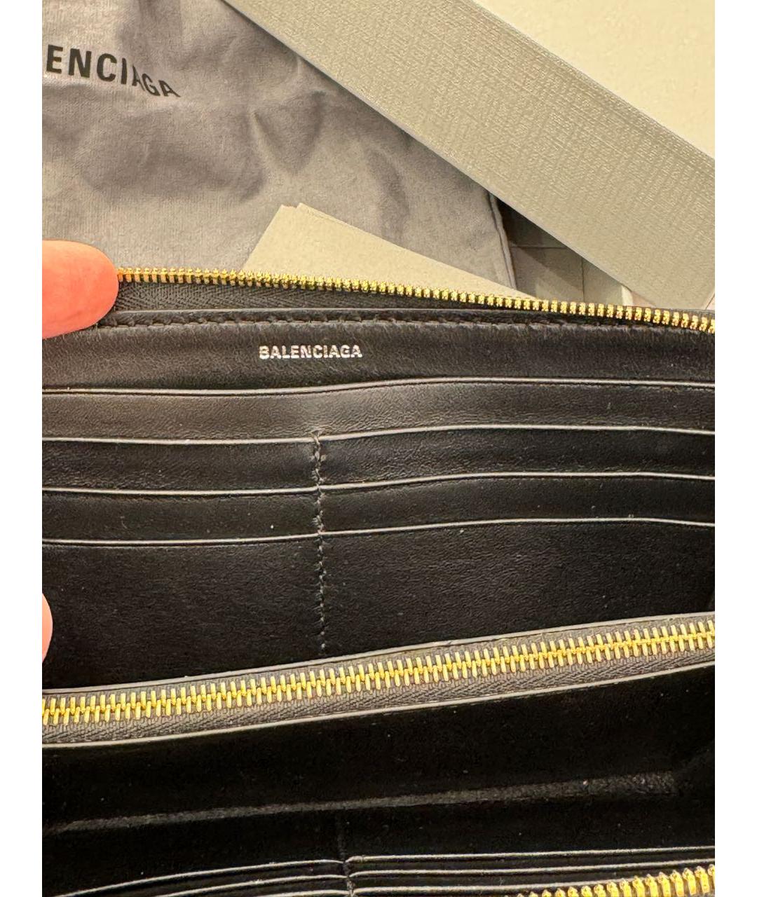BALENCIAGA Черный кожаный кошелек, фото 6