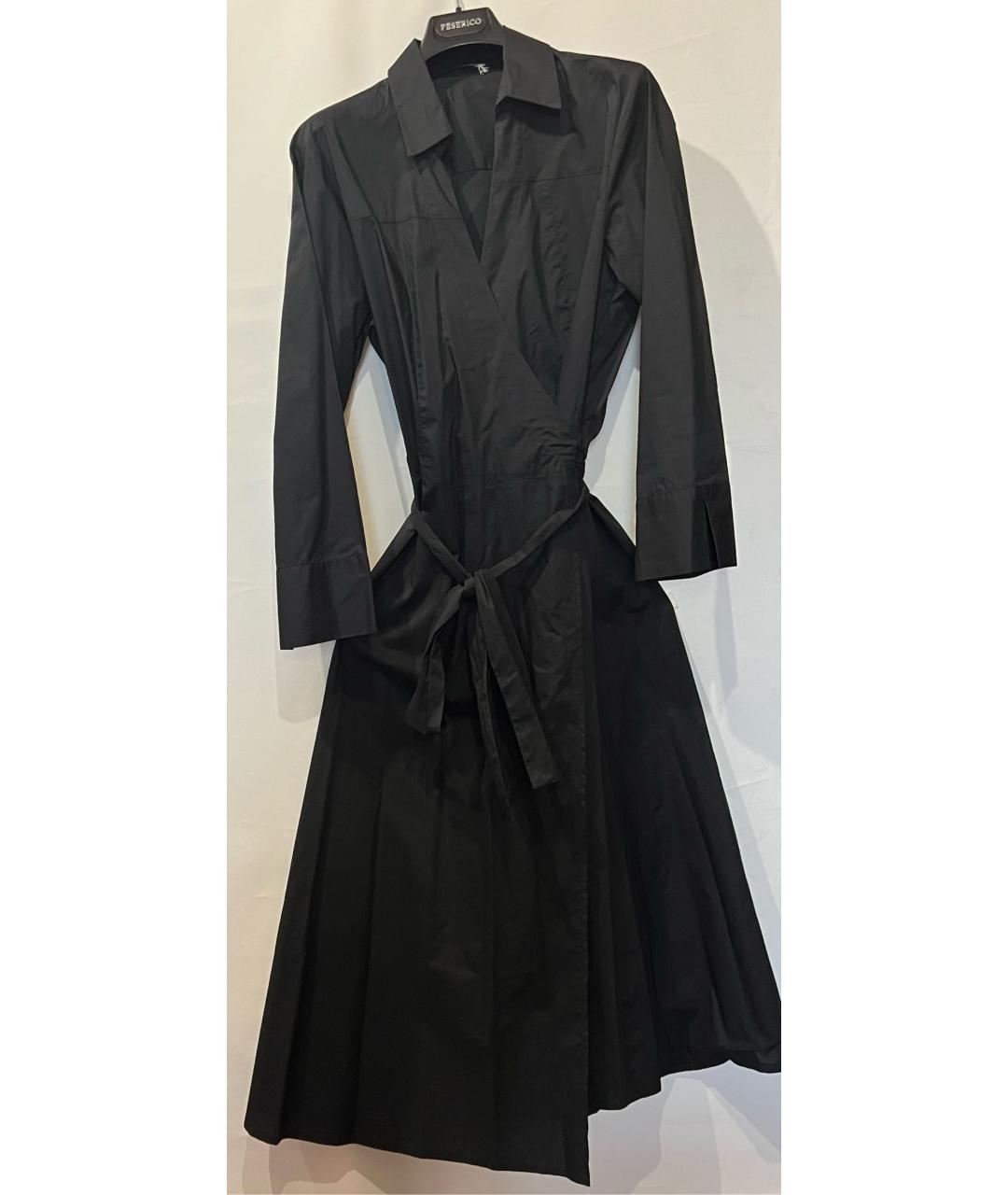'S MAX MARA Черное хлопко-эластановое платье, фото 7