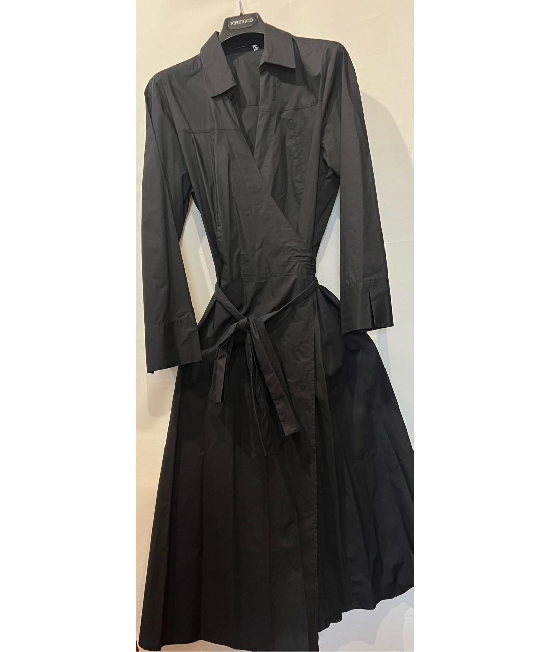 'S MAX MARA Черное хлопко-эластановое платье, фото 6
